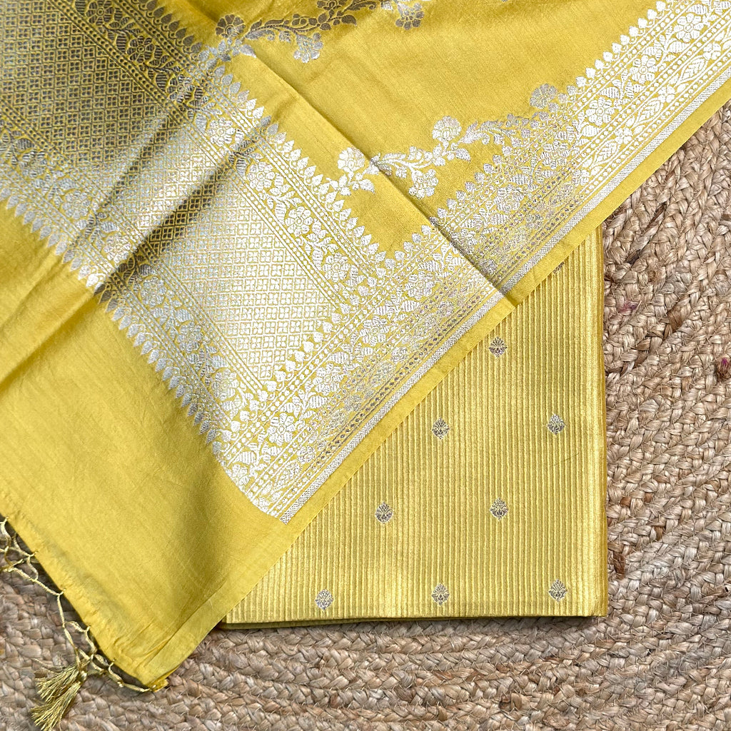 Yellow Chiniya silk suit set