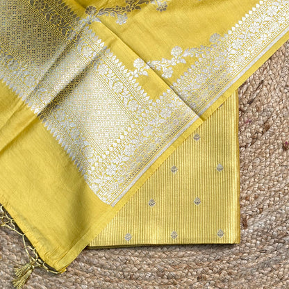 Yellow Chiniya silk suit set