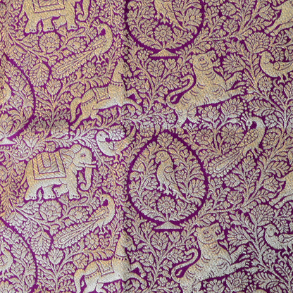 Purple Banarasi silk shikargah dupatta