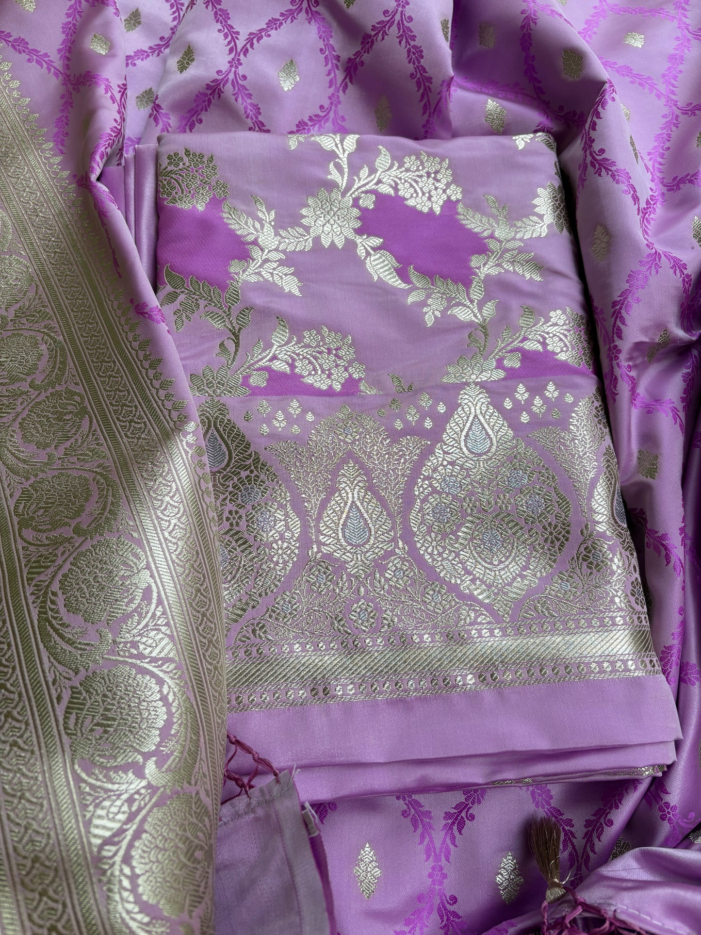 Lavender rangkat mashru silk suit set