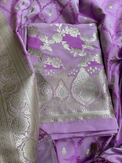 Lavender rangkat mashru silk suit set