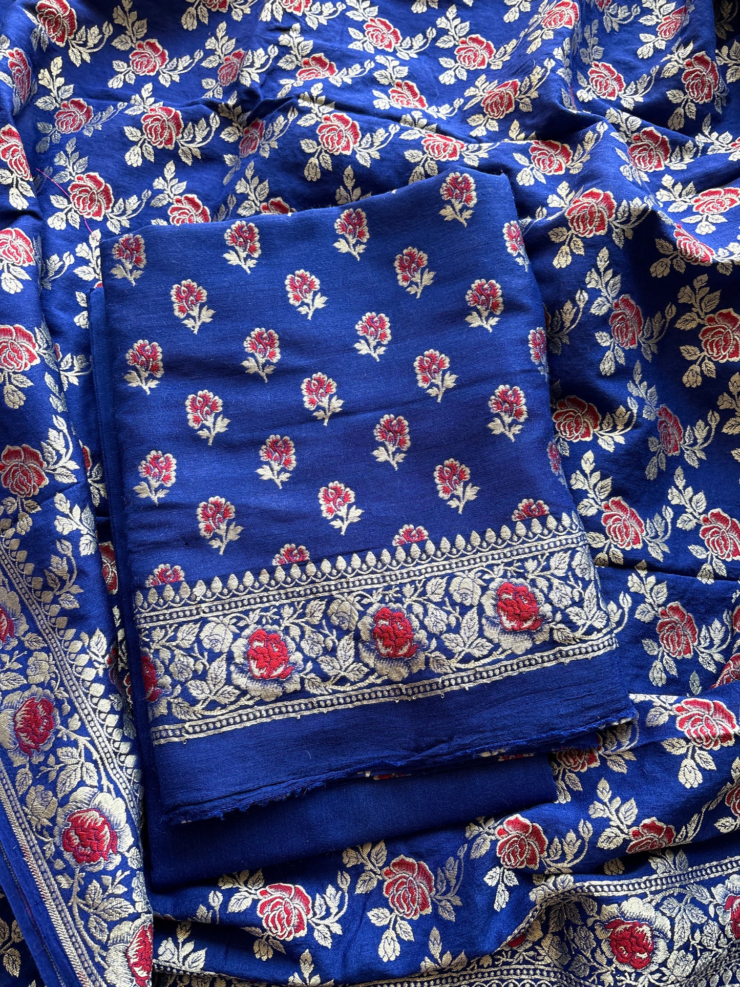 Blue moonga silk suit set