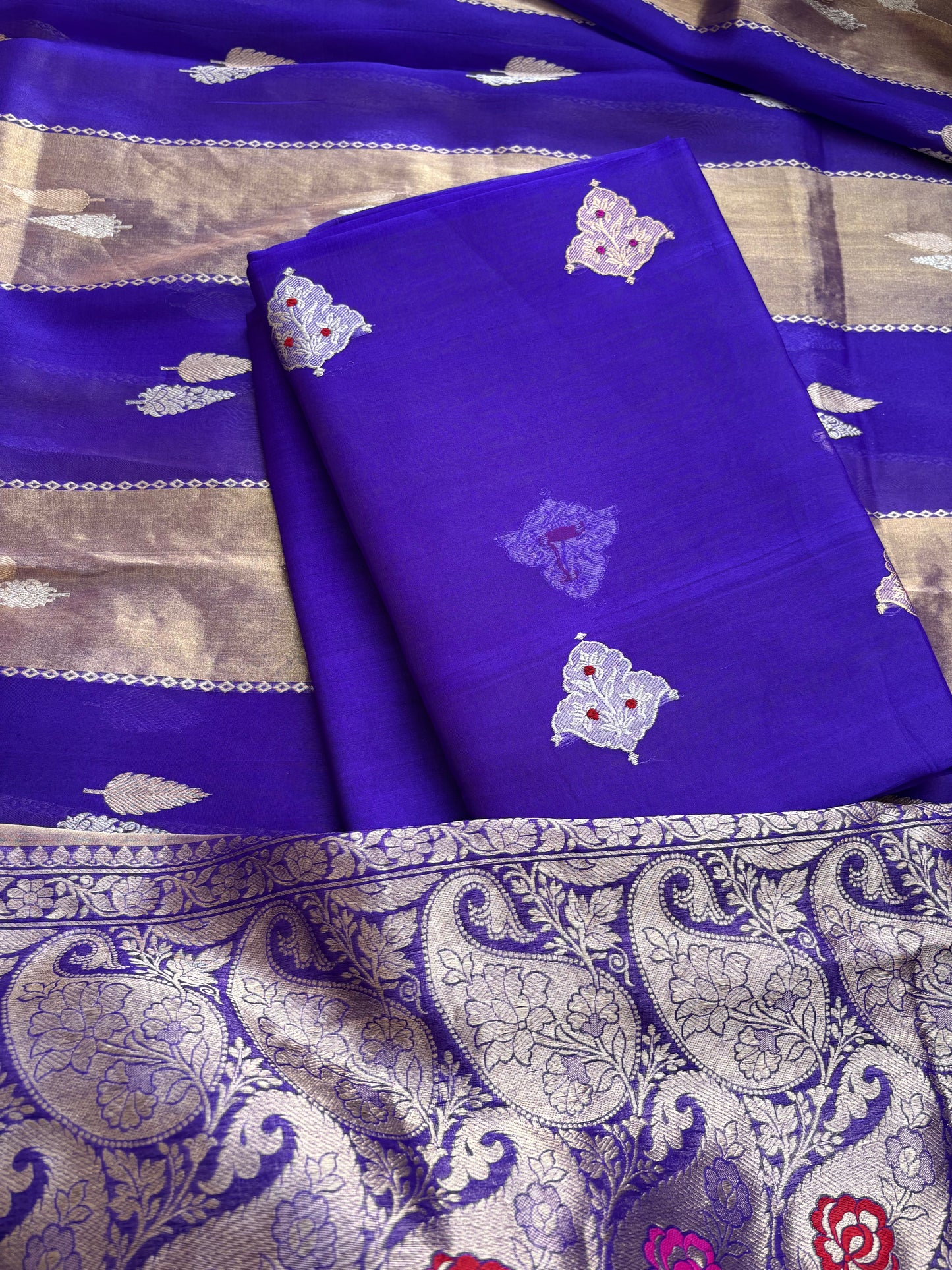 Purple kora kadhwa 3 piece suit set