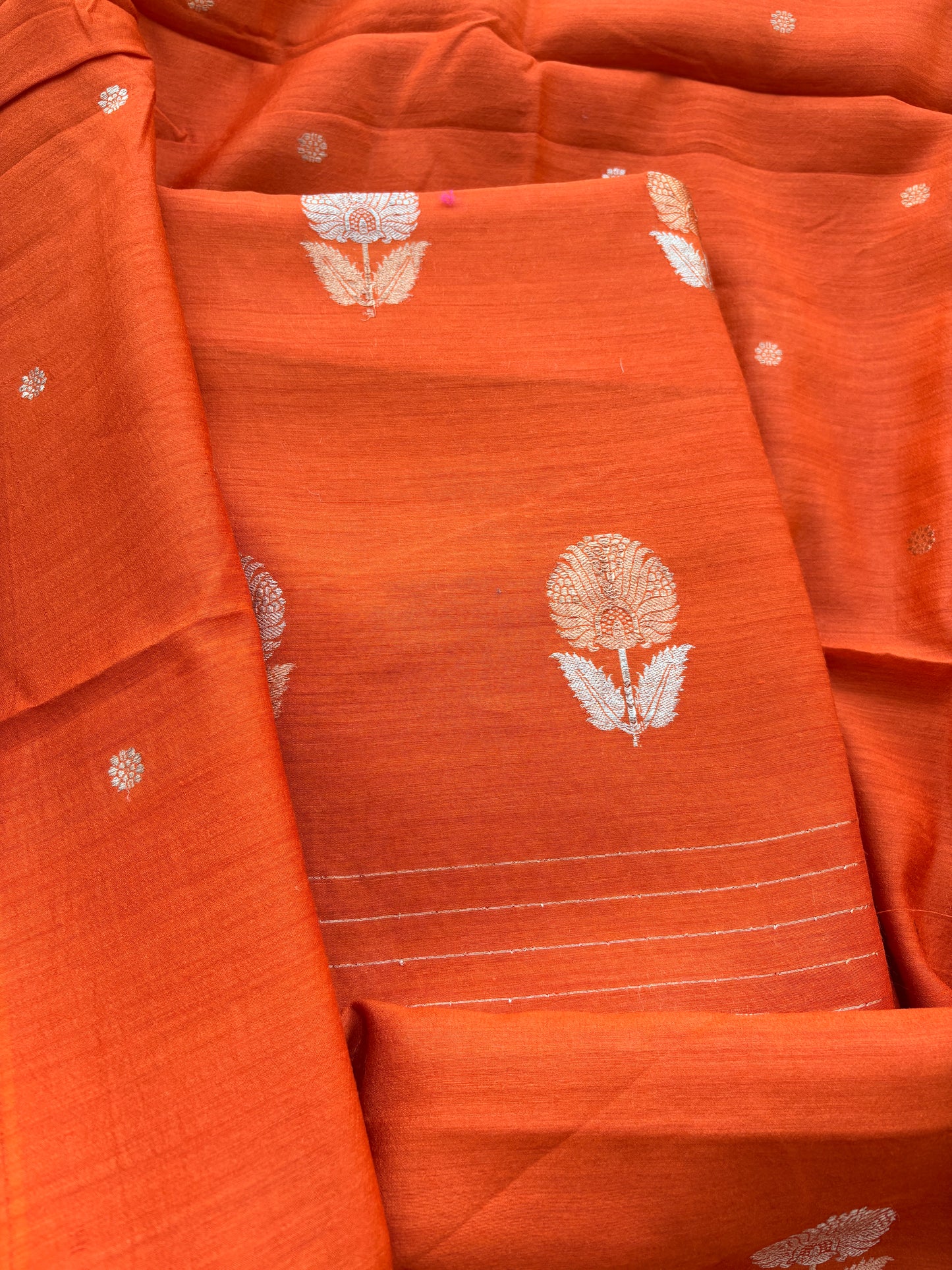 Orange moonga silk suit set