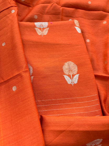Orange moonga silk suit set