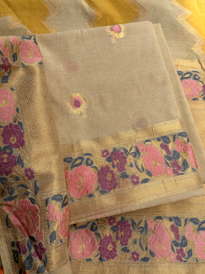 Khadi color Chanderi cotton meenadar suit set