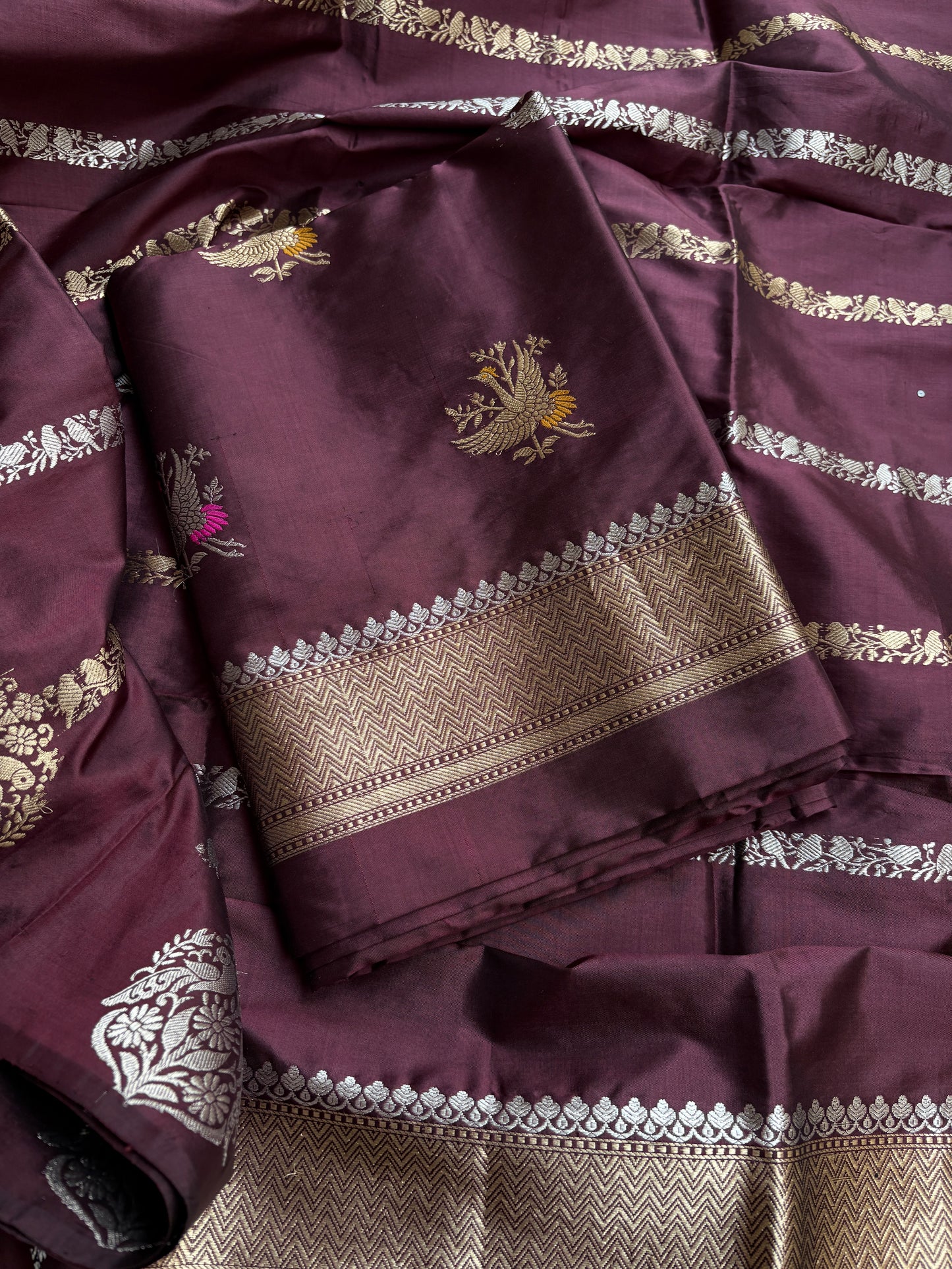 Coffee mango silk suit set