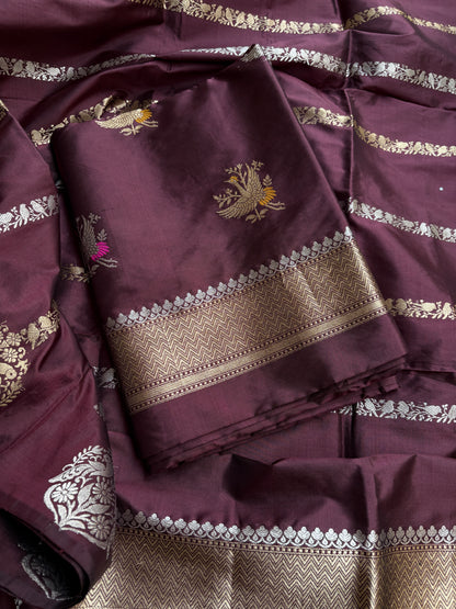 Coffee mango silk suit set