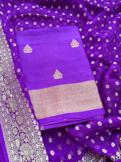 Lavender Chiniya silk suit and Khaddi georgette dupatta