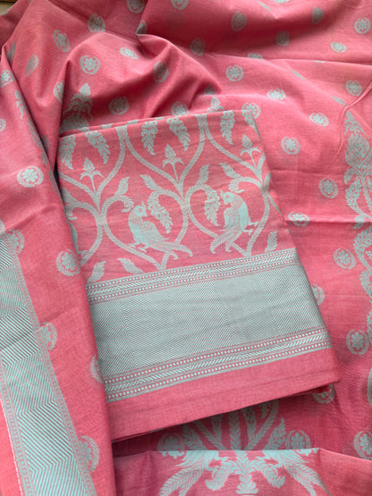 Peach Resham weaving Chanderi suit set