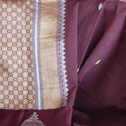 Dusty Maroon Mashru Silk Saree