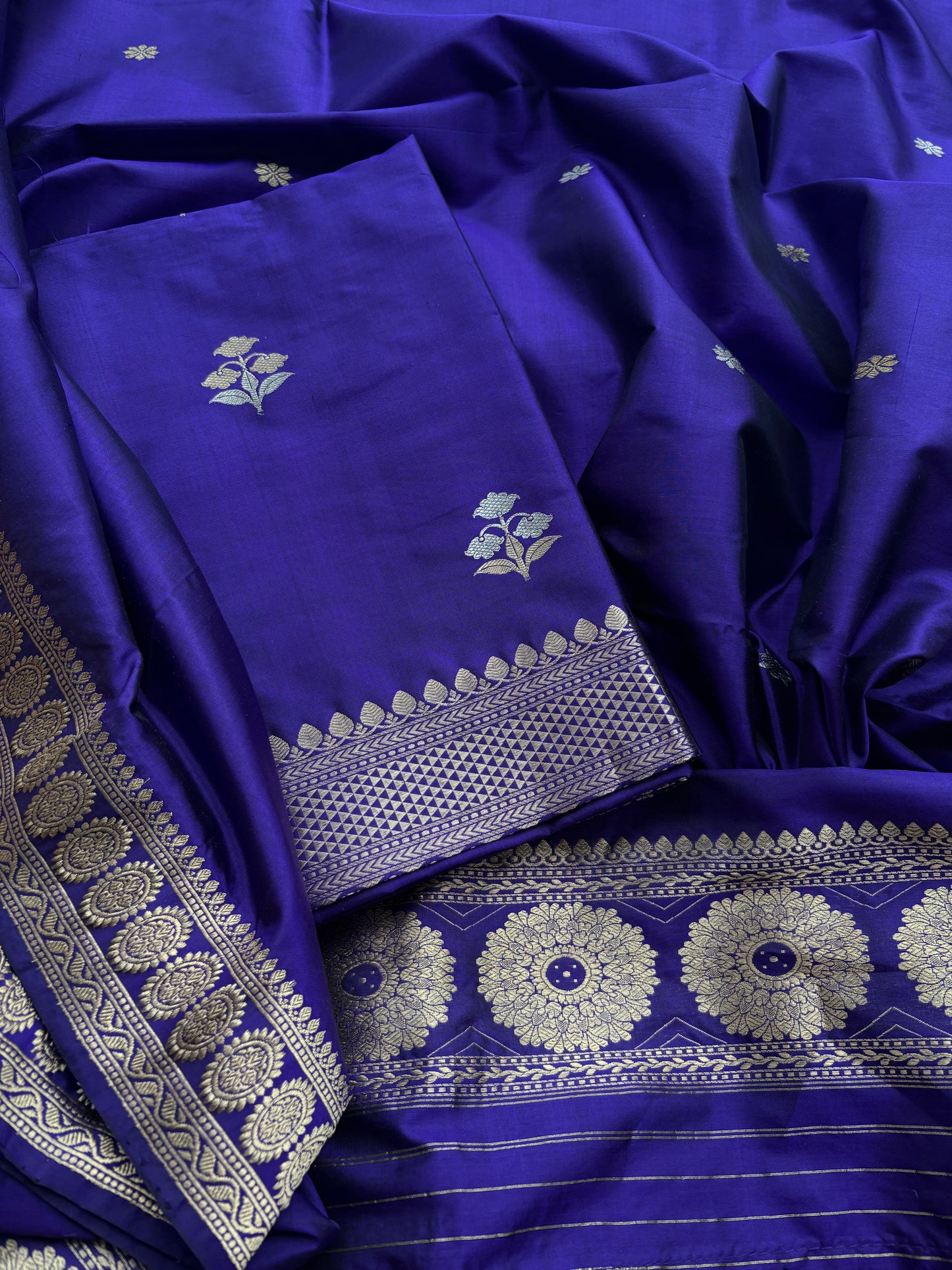 Purple Katan by katan silk kadhwa suit set