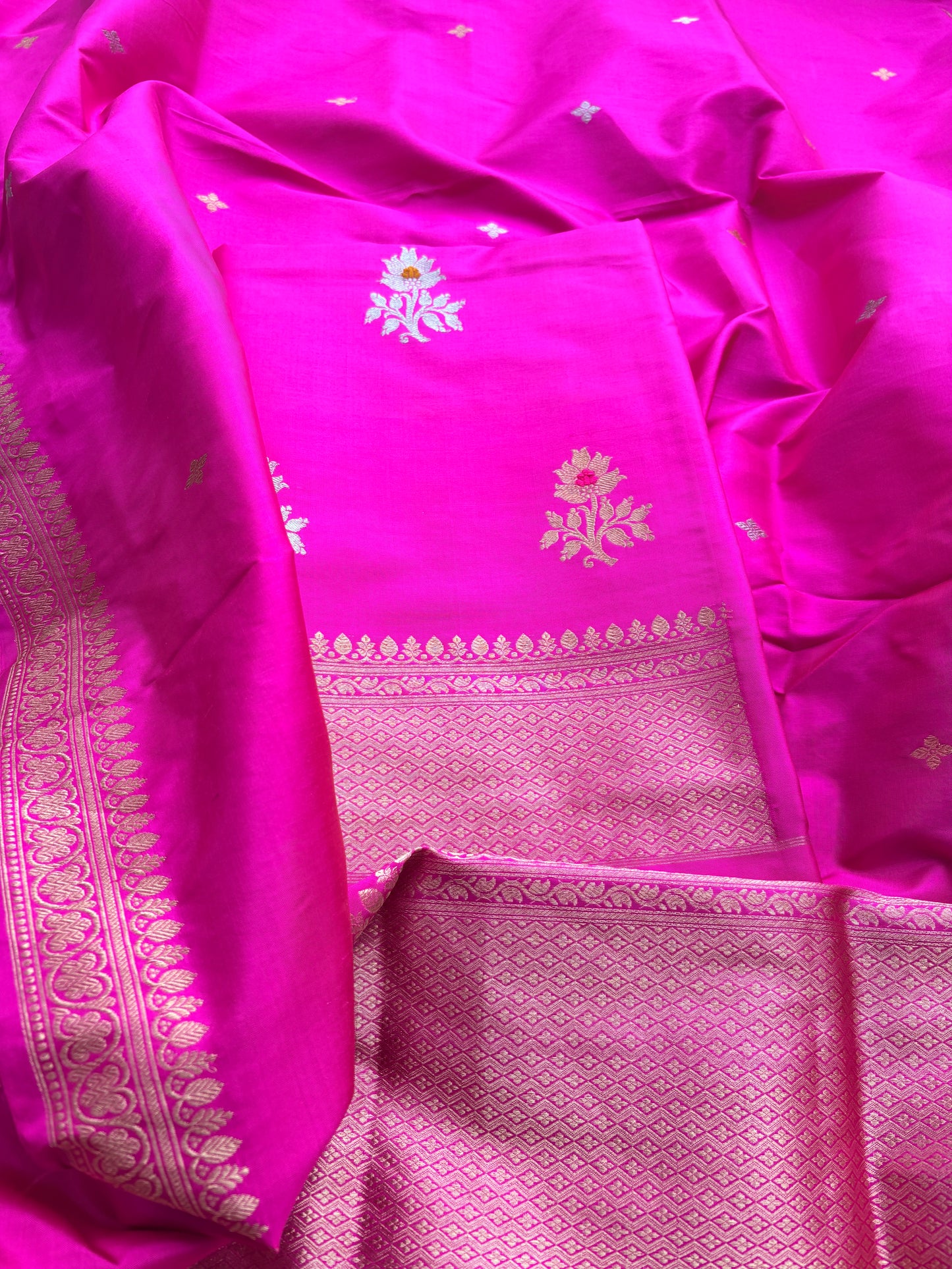 Pink katan by katan silk kadhwa suit set
