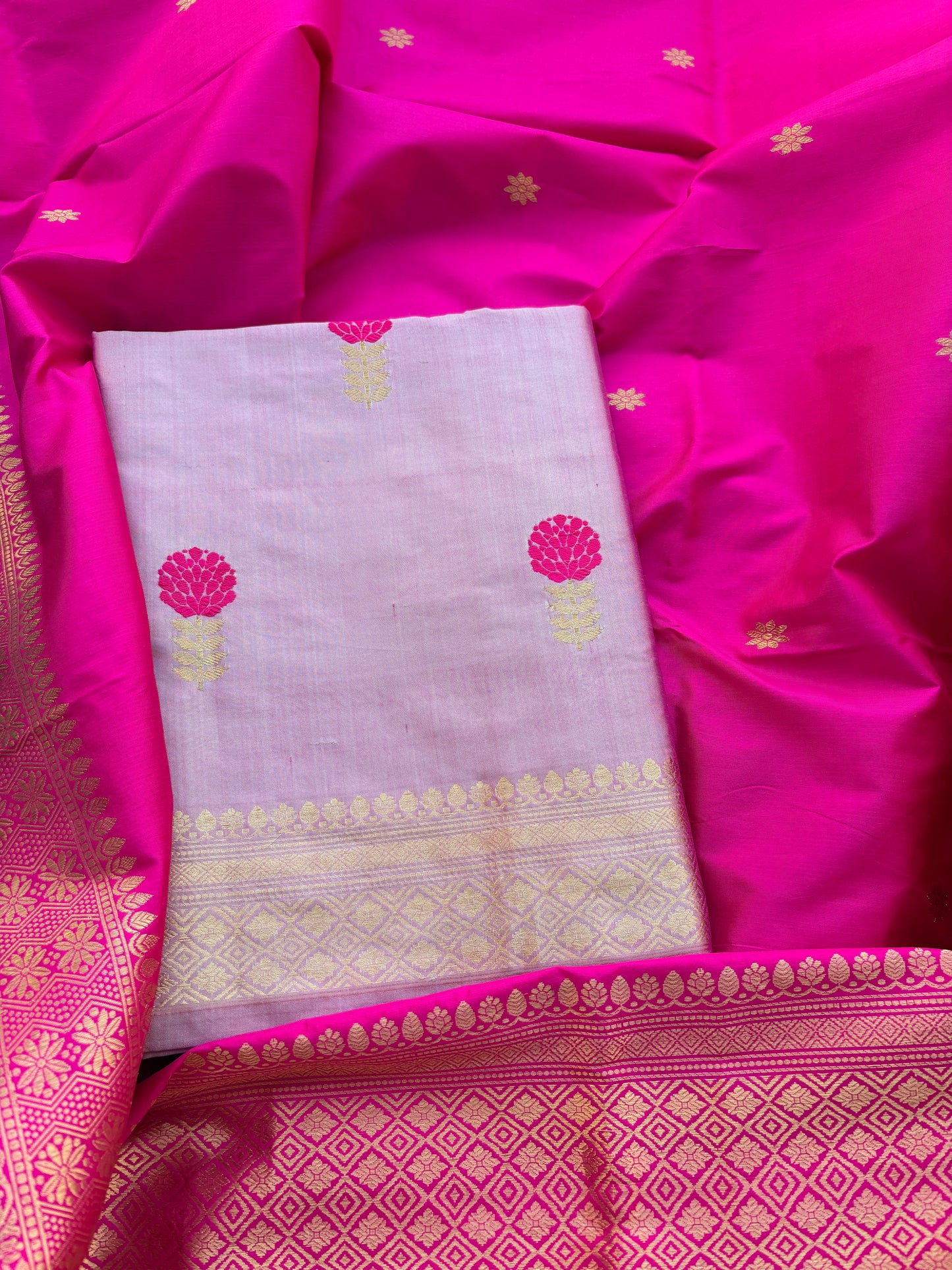 Pink lavender katan by katan silk suit set