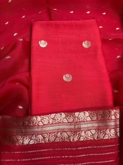 Red Chiniya Chand Tara suit set