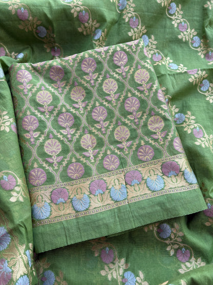 Green meenadar Chanderi suit  set