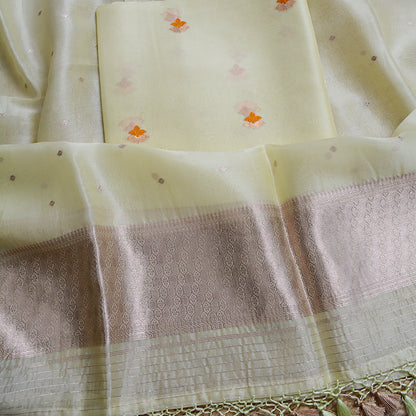 Lime kora silk kadhwa suit set
