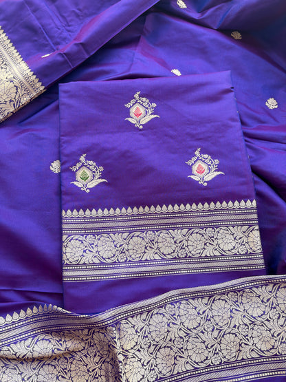 Purple katan by katan silk meenadar suit set