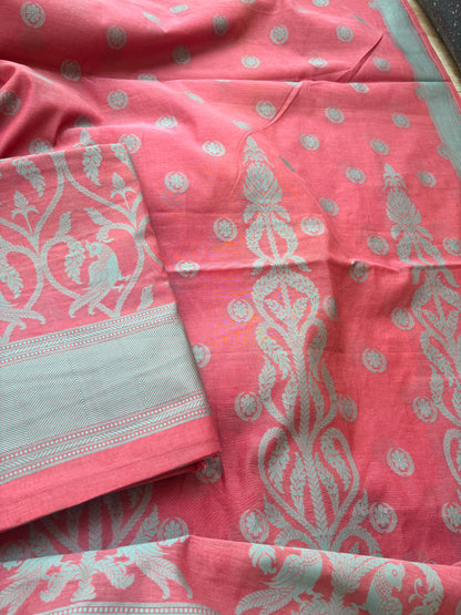 Peach Resham weaving Chanderi suit set
