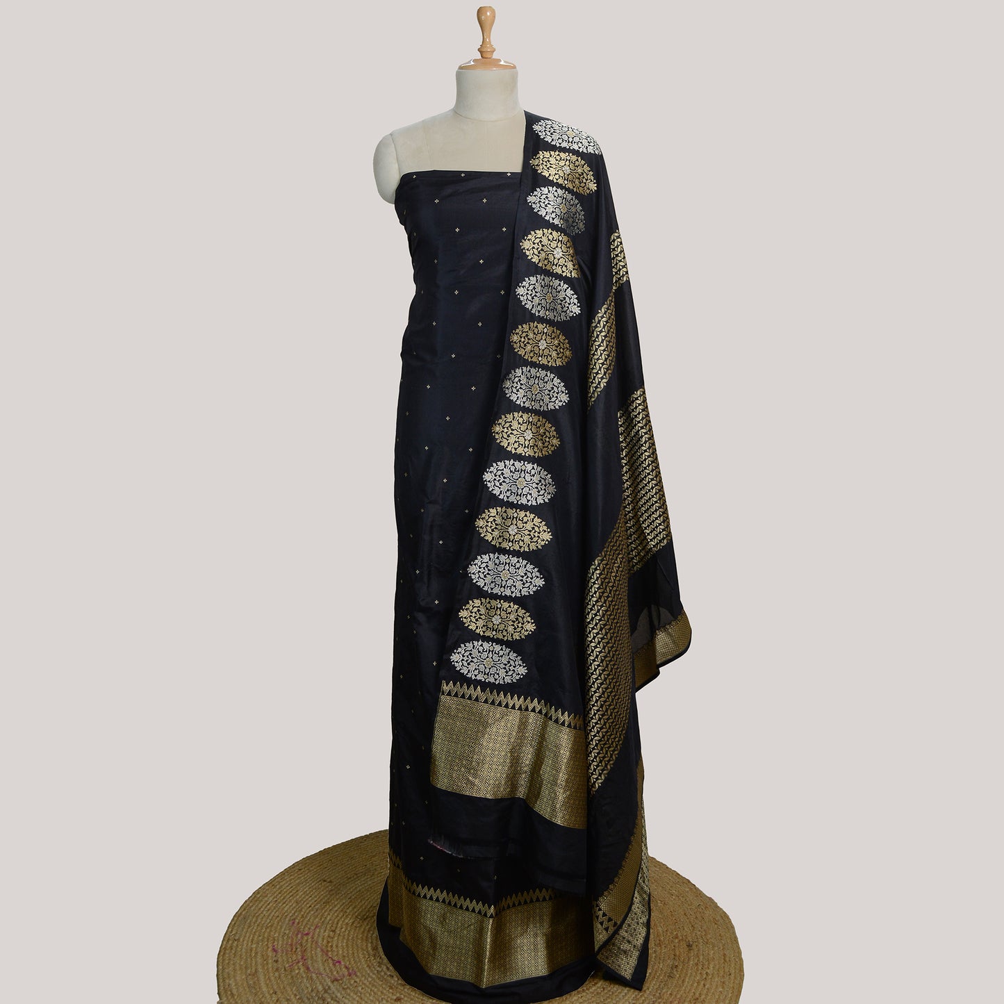 Black Katan by katan silk kadhwa suit set