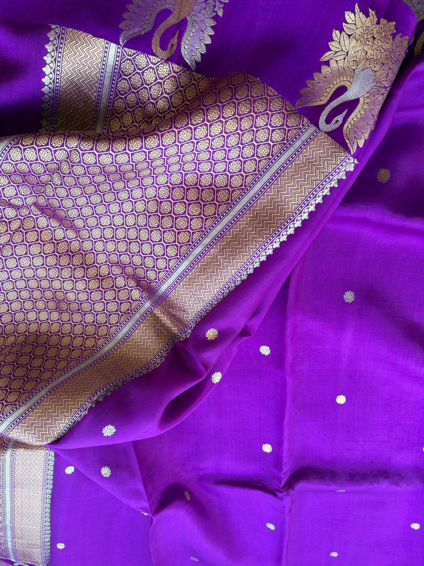 Purple mango silk kadhwa suit set