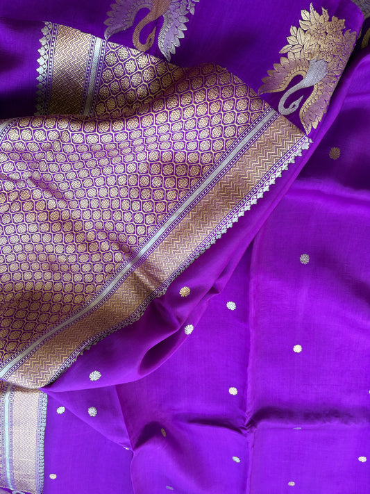 Purple mango silk kadhwa suit set