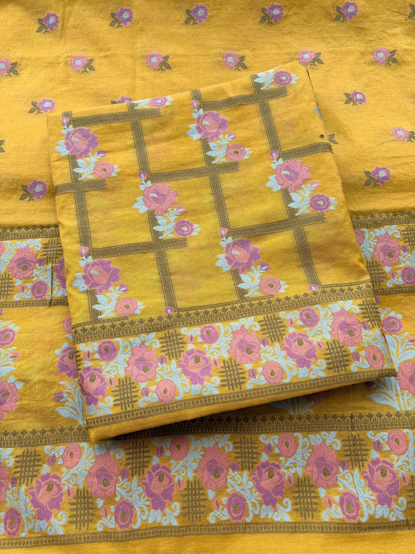 Mustard Resham weave meenadar mulchanderi suit set