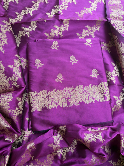 Magenta premium silk 3 piece suit set