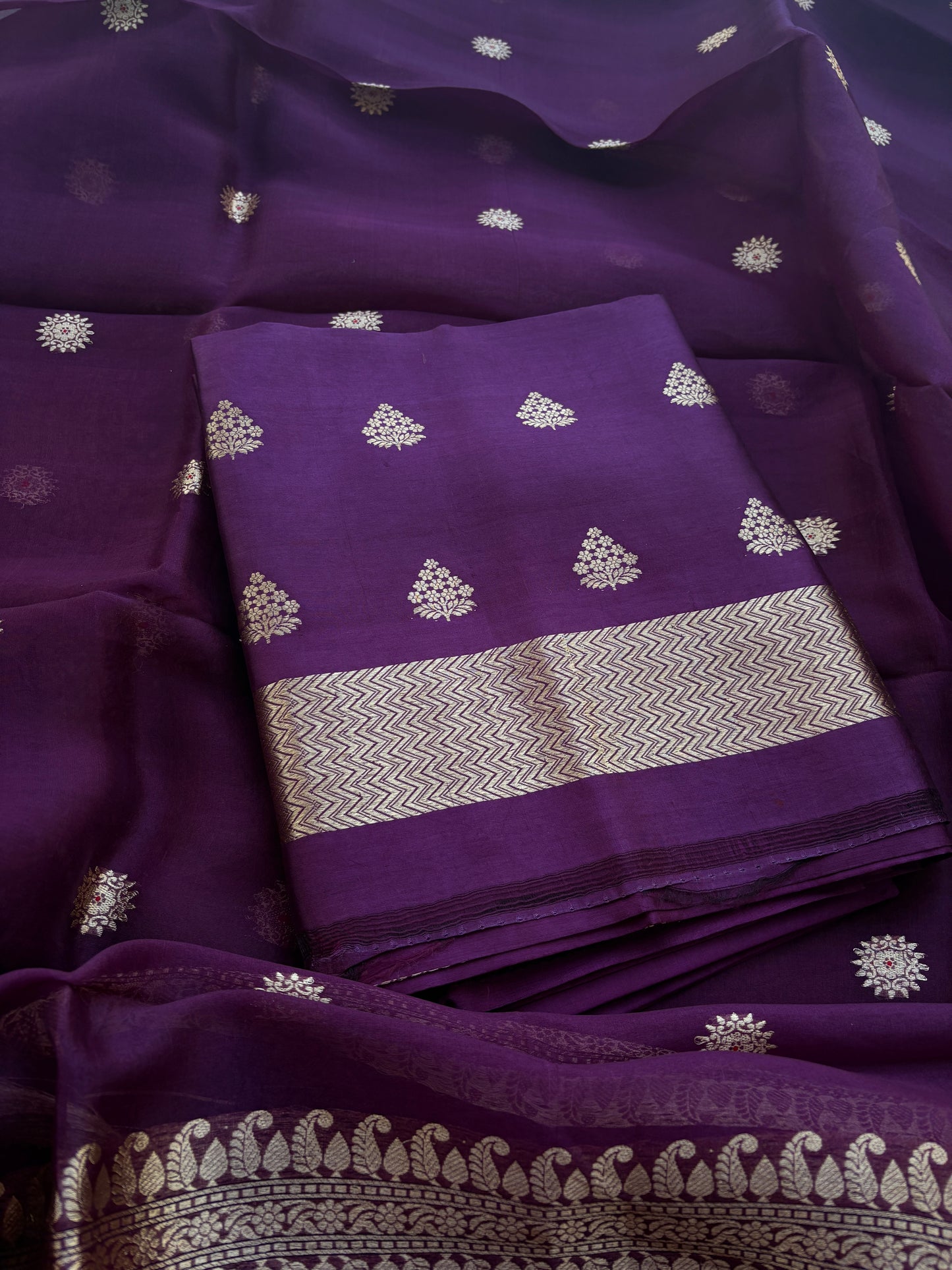 Purple mango silk kadhwa suit set