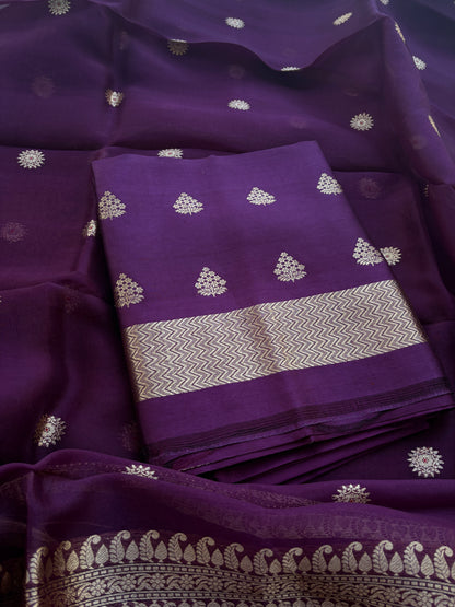 Purple mango silk kadhwa suit set