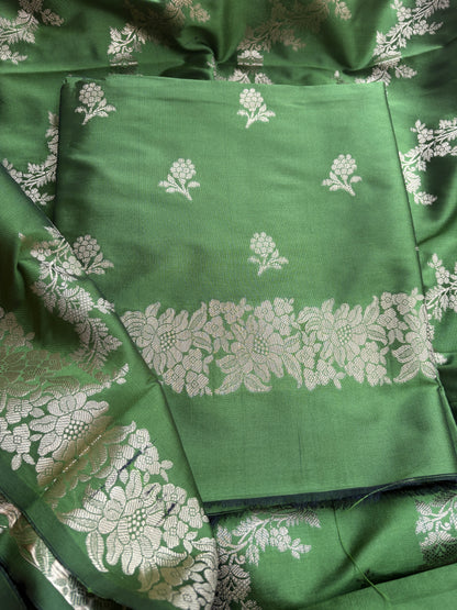 Green premium silk 3 piece suit set