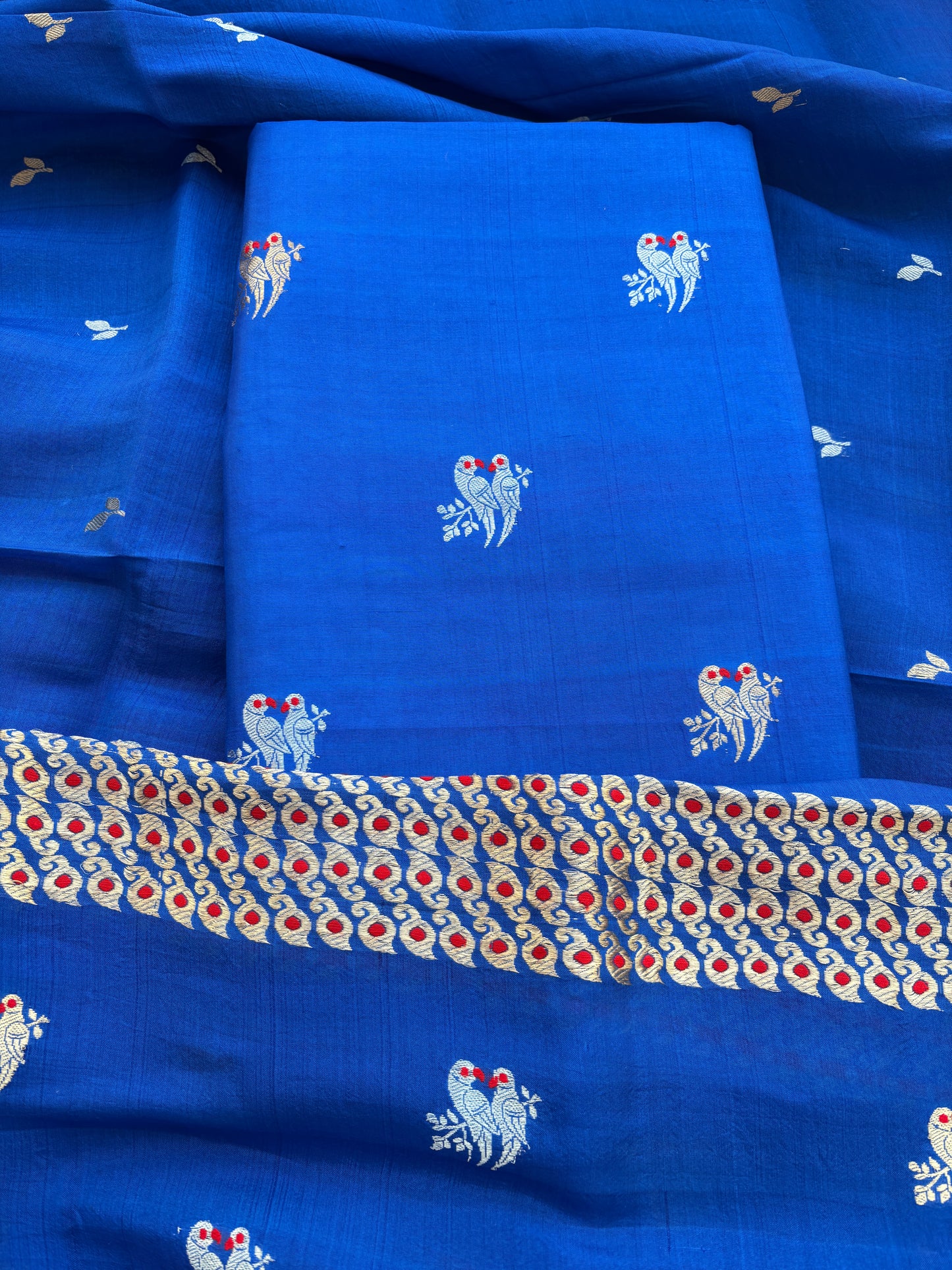 Blue mango silk kadhwa suit set