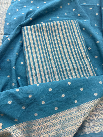Green Chanderi zari weaving suit set (88)