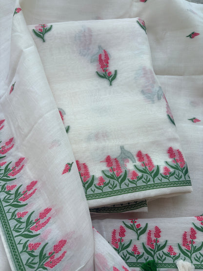 White base Resham weaving suit set