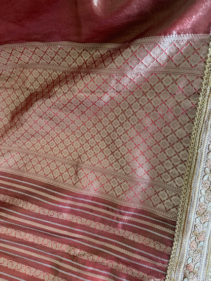 Premium tissue full Jaal saree with heavy border.