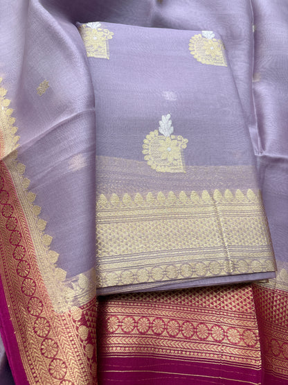 Lavender kora suit with shaded dupatta
