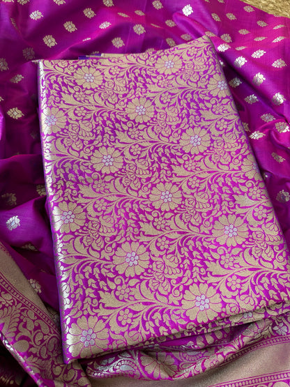 Purple magenta mashru brocade 3 piece suit