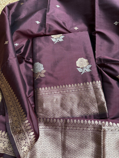 Coffee katan by katan silk kadhwa suit set