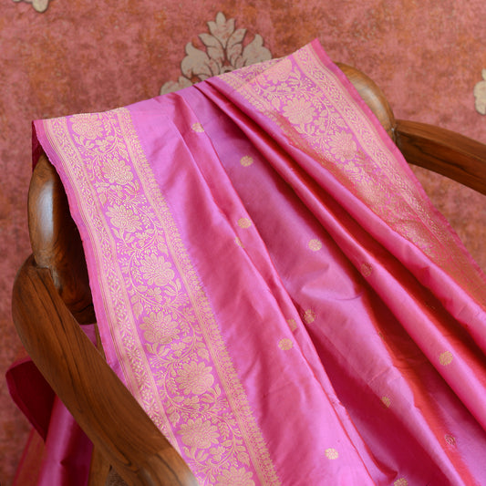 Pink katan silk kadhwa dupatta