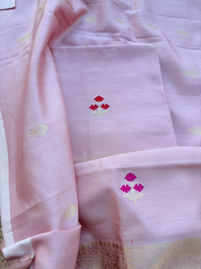 Pink Chiniya silk 3 piece suit set