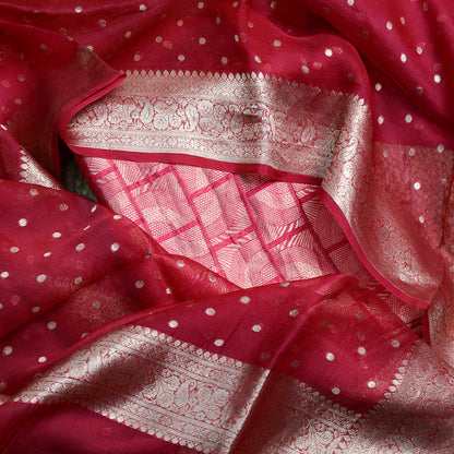 Red pink kora brocade suit set