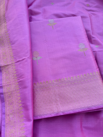 Lavender katan by katan silk kadhwa suit set