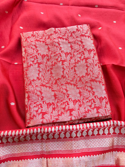 Red mango silk pure silk suit set