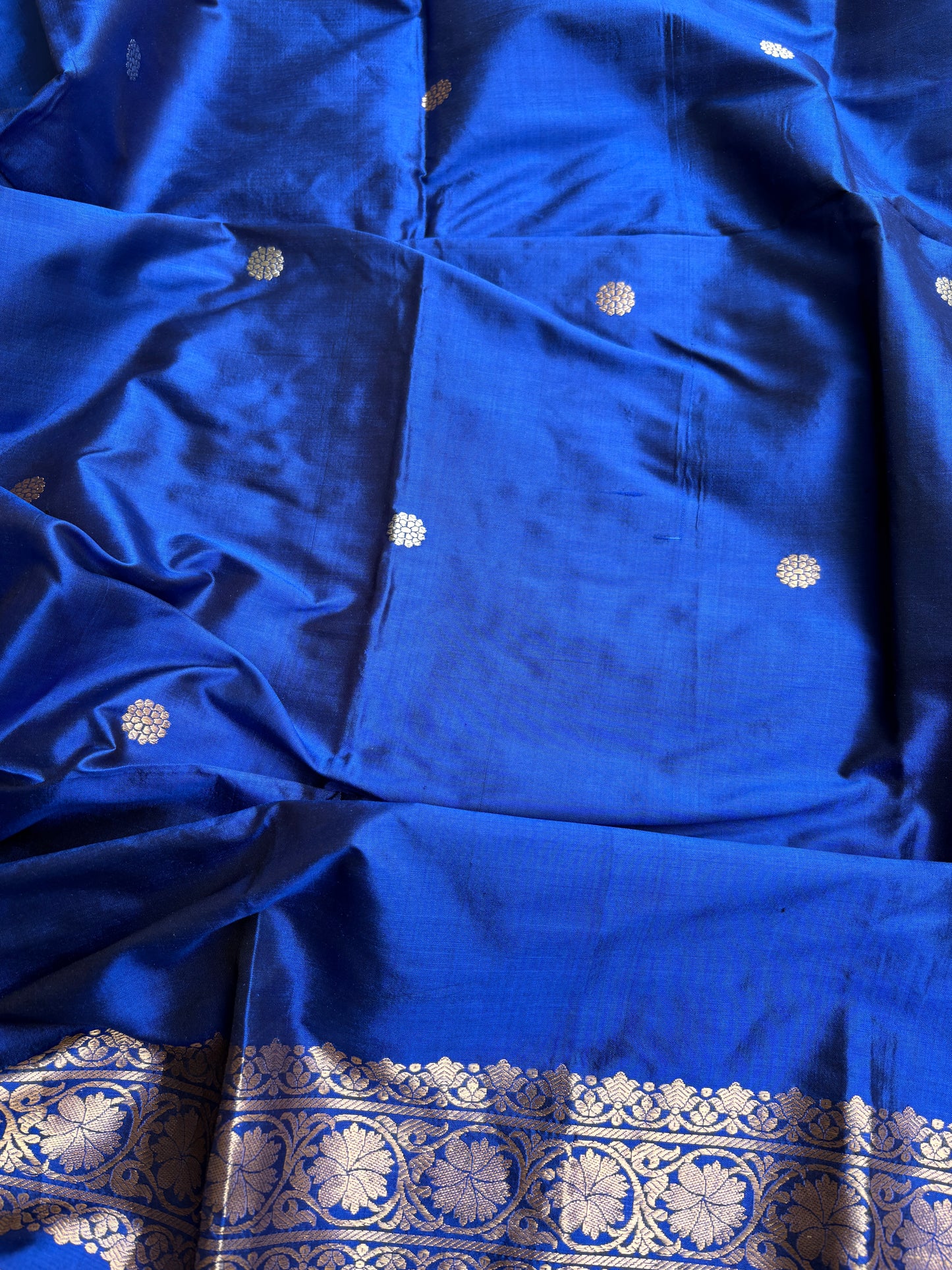 Blue katan by katan silk kadhwa suit set