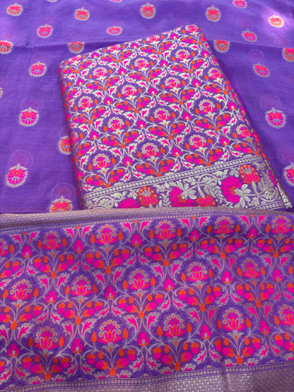 Purple meenadar Chanderi full jaal suit set