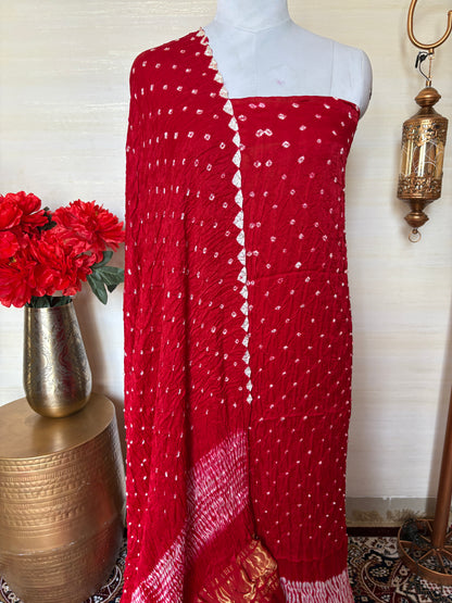 Red bandhani 3 piece suit set