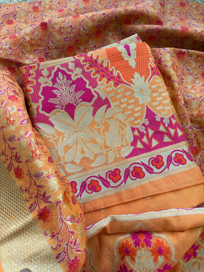 Peach Chanderi cotton suit set