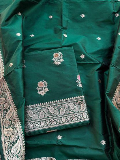 Green katan by katan silk kadhwa suit set