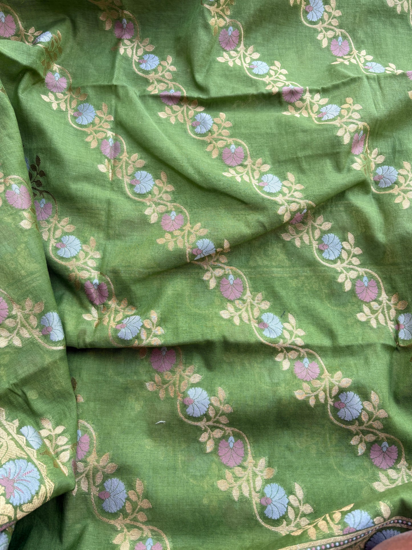 Green meenadar Chanderi suit  set