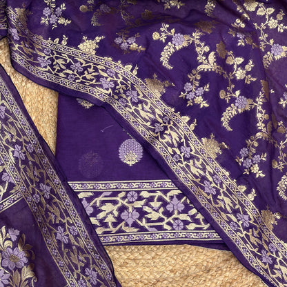Purple Chanderi paithani suit set